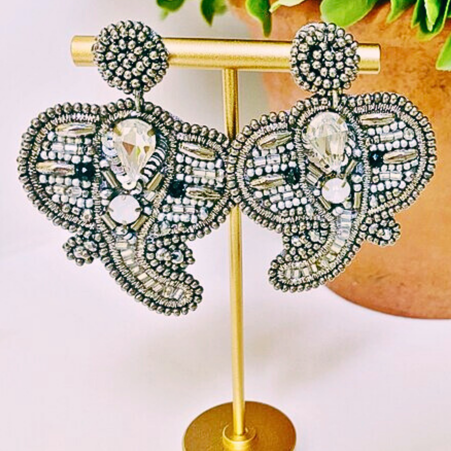 Swarovski Crystal Glass Beaded Elephant Earrings