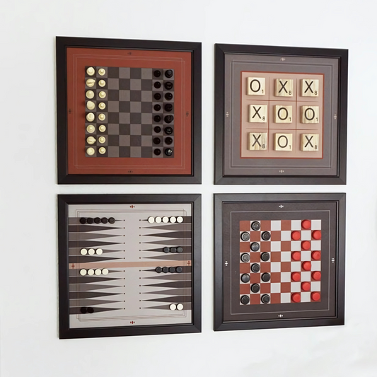 4-in-1 Magnetic Canvas Games Set: Chess Backgammon Checkers Tic Tac Toe