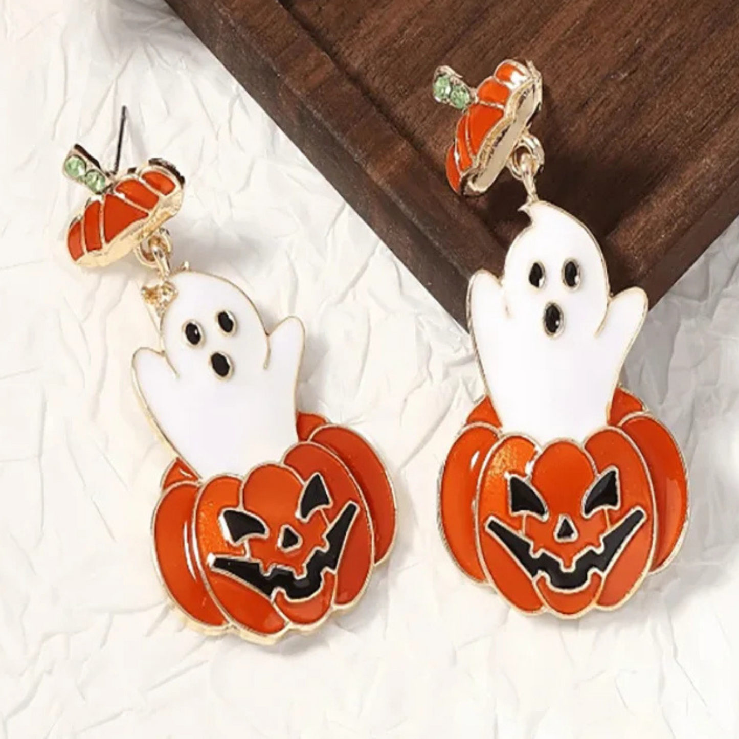 Pumpkin Pop Ghost Halloween Fun Earrings