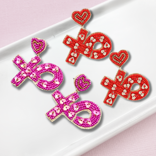 VALENTINE'S DAY XO Hugs & Kisses Beaded Earrings