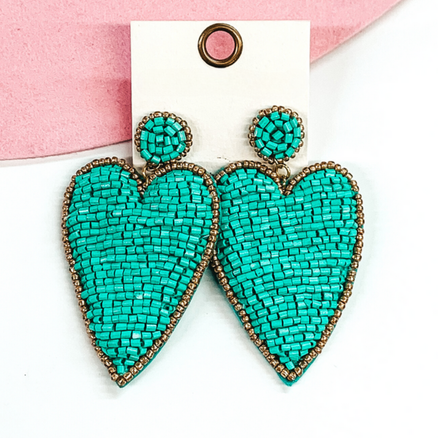 Have A Heart Turquoise Sparkle Beaded Heart Earrings