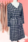 PLUS SIZE Houndstooth Waist Tie Dress