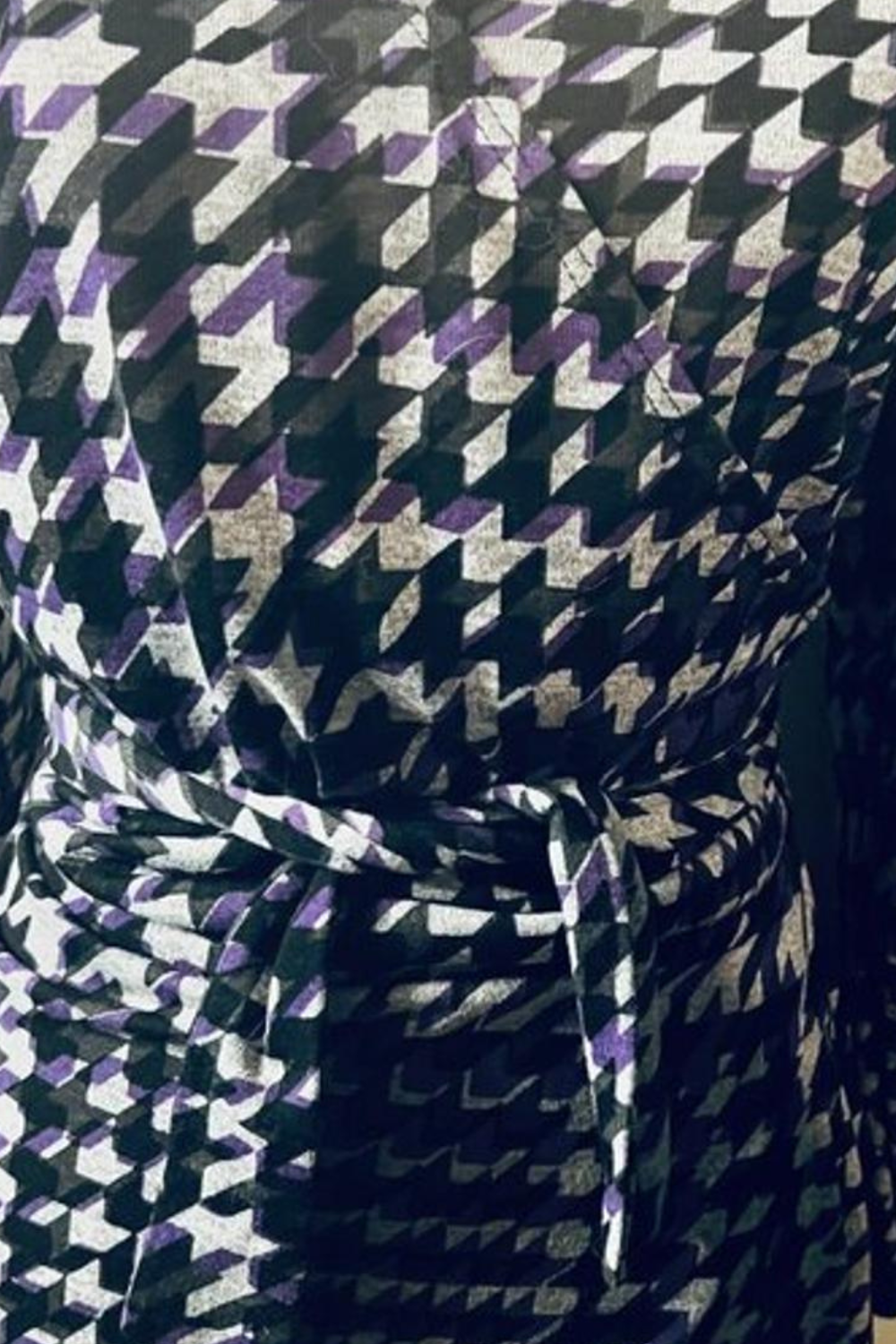 PLUS SIZE Houndstooth Waist Tie Dress