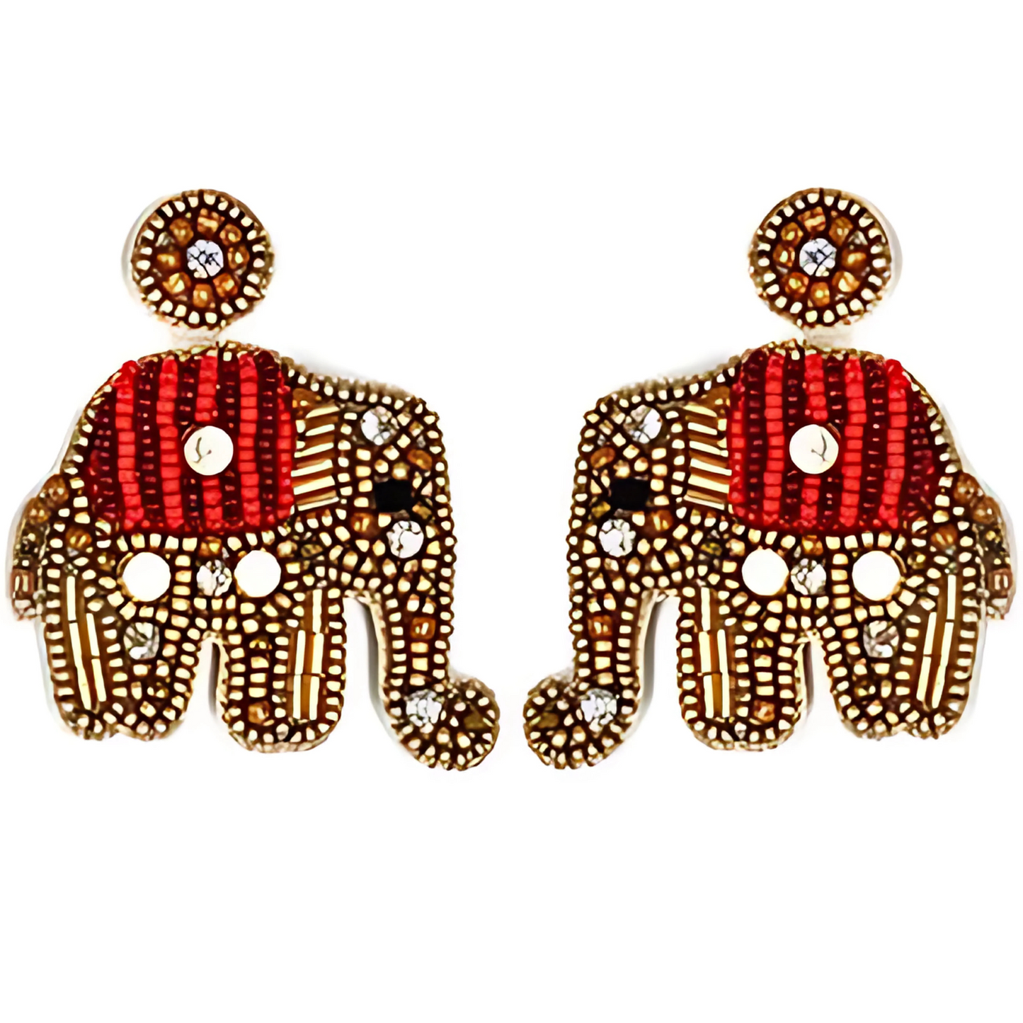Caravan Safari Elephant Theme Crystal Beaded Earrings
