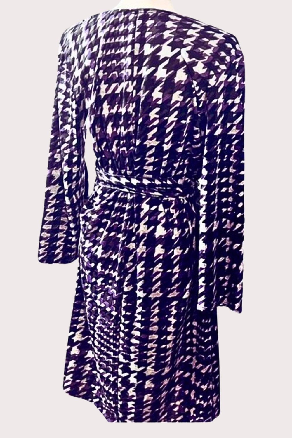 PLUS SIZE Houndstooth Waist Tie Dress