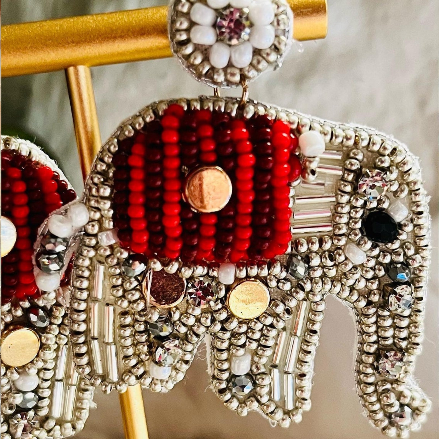 Caravan Safari Elephant Theme Crystal Beaded Earrings