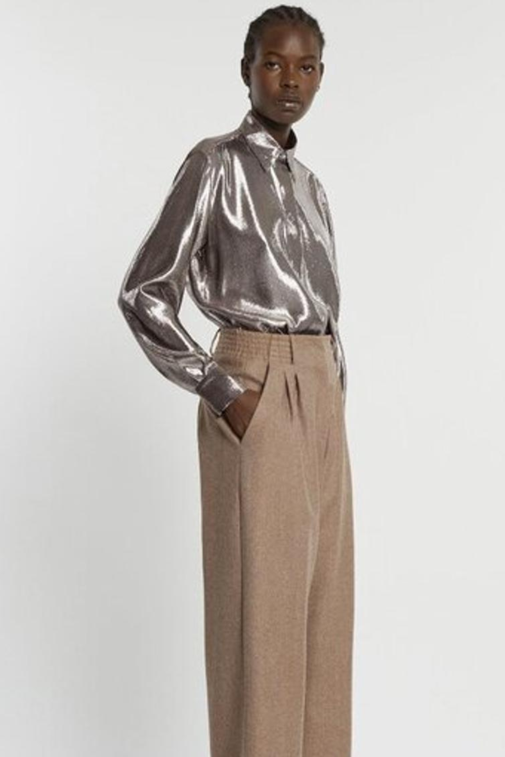 Designer Yoana Baraschi Silver Metallic Blouse