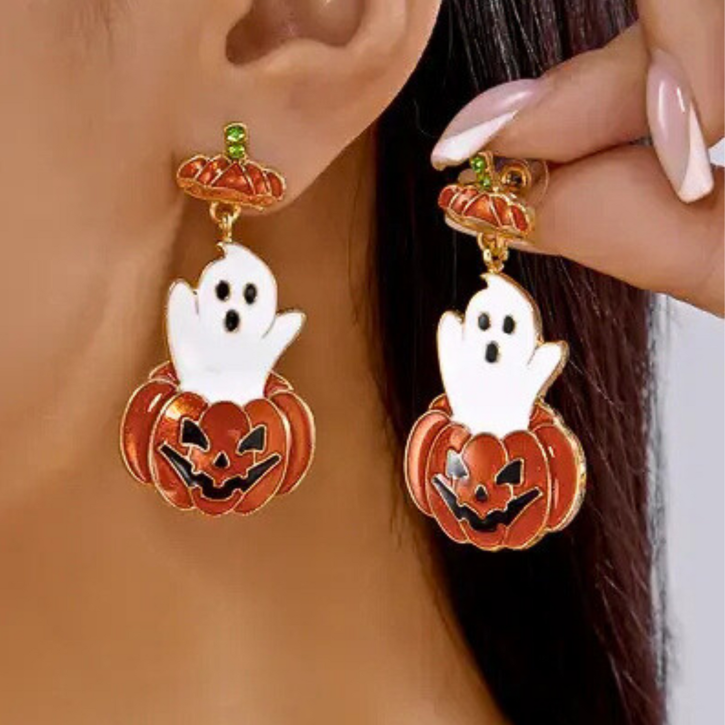 Pumpkin Pop Ghost Halloween Fun Earrings