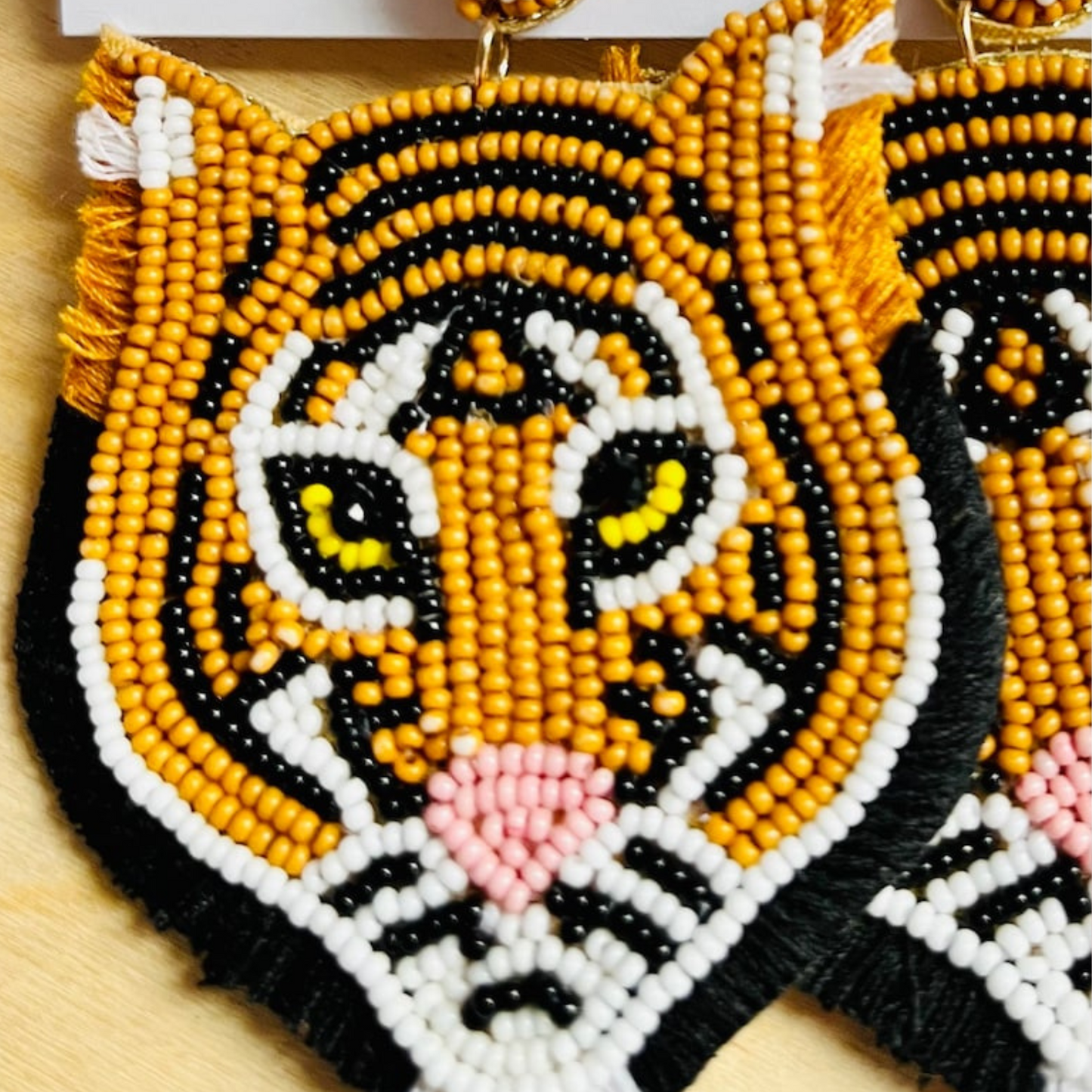Bengal Tiger Seed Beaded Safari Theme Earrings
