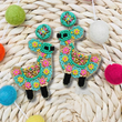 Festive Llama Alpaca Seed Beaded Earrings