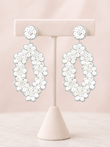 White Beaded Long Statement Earrings