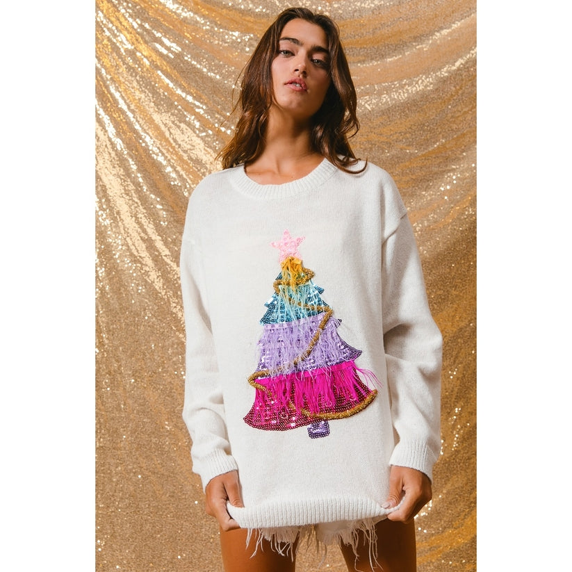 Top de punto de Navidad con árbol de espumillón