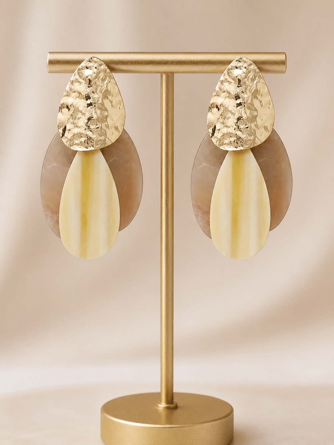 Selina Hammered Gold Teardrop Earrings