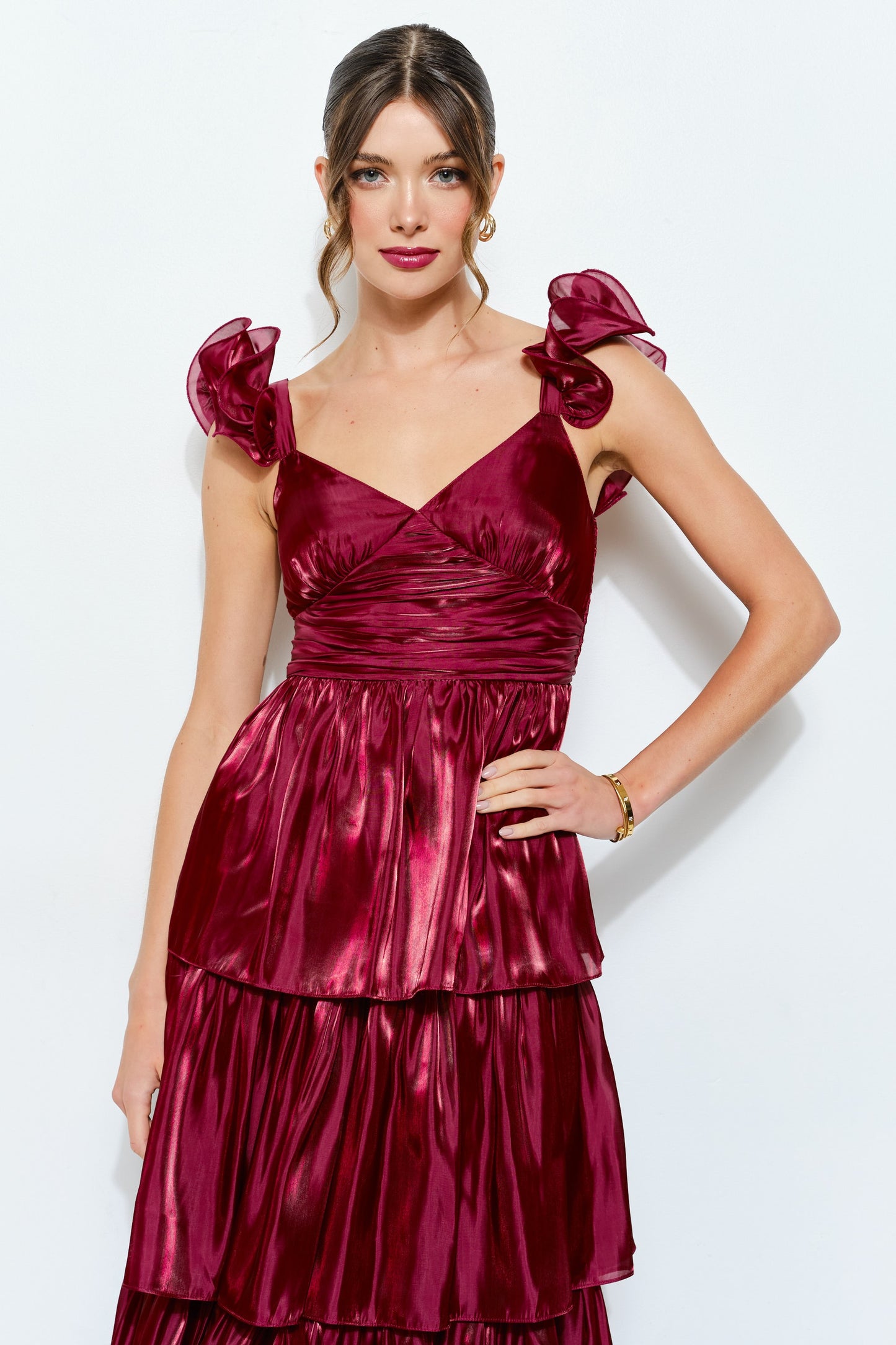 BELLE OF THE BALL BURGUNDY MAXI DRESS