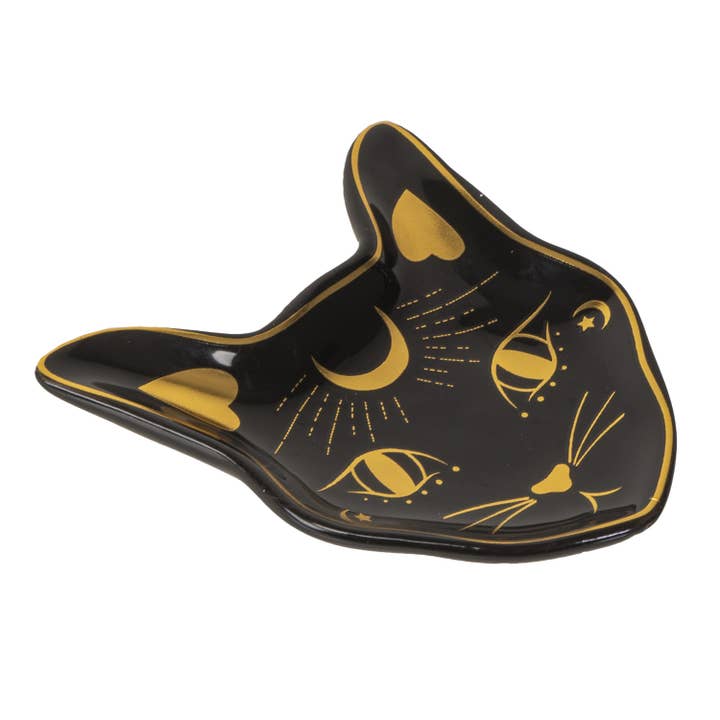 Black Cat Celestial Ceramic Trinket Dish