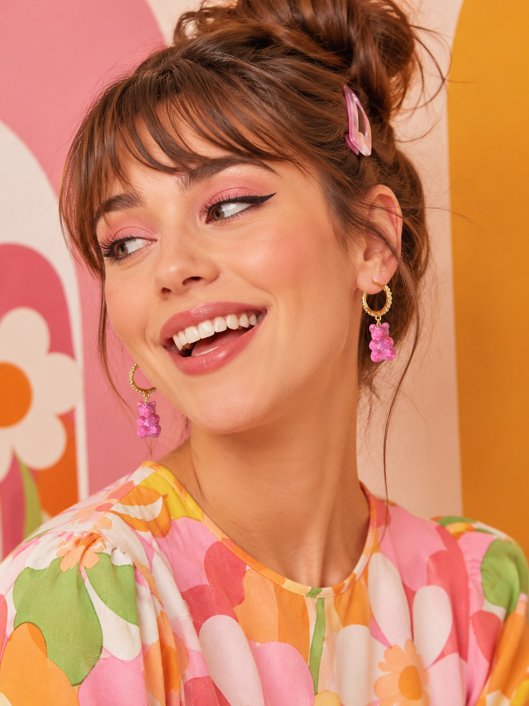 Gummy Bear Rhinestone Hoop Earrings