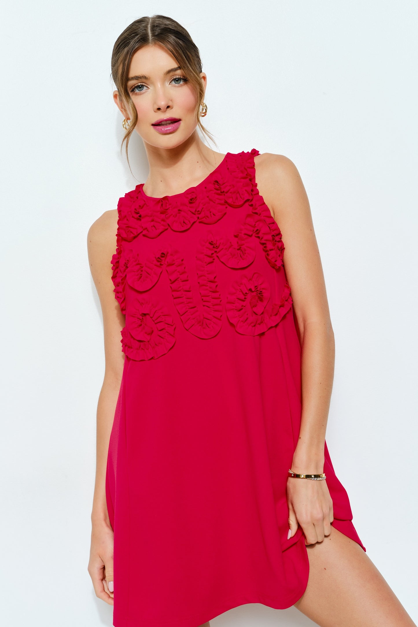 PARTY PERFECT RED RUFFLE DRESS