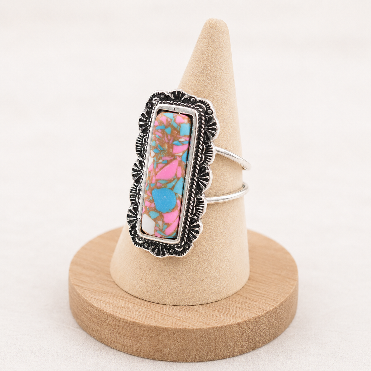 Anillo de plata con piedra turquesa de Western Blue Bonnet