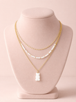 Gummy Bear Beaded Pendant Layered Chain Necklace