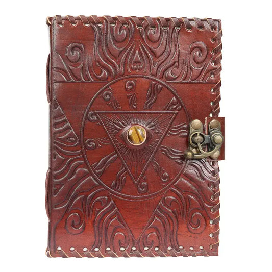 Evil Eye Art Carved Leather Blank Manifest Journal