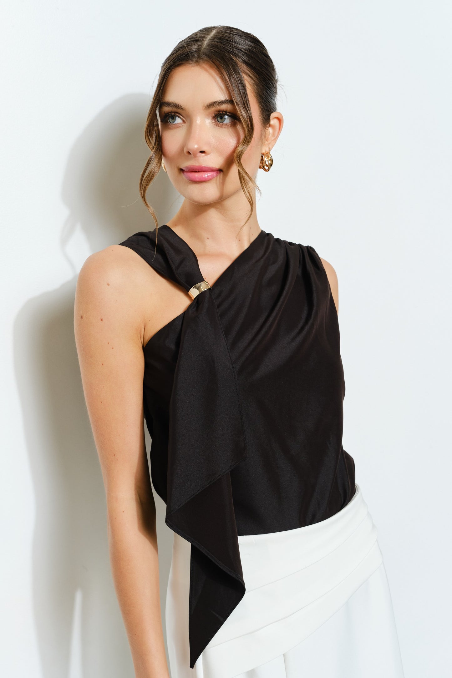 Dara Asymmetric Drape Ring Top
