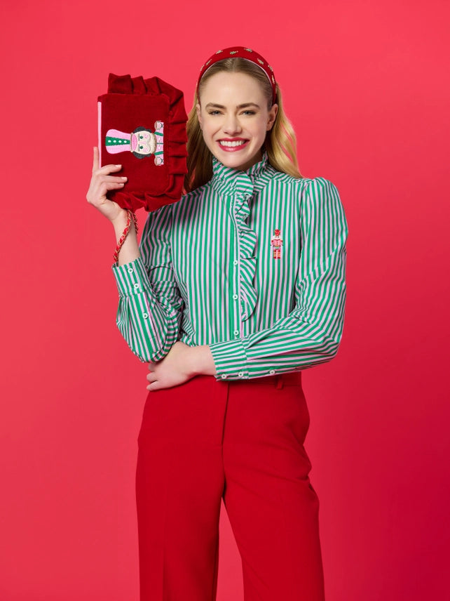 Holiday Nutcracker Red Ruffle Wristlet Handbag