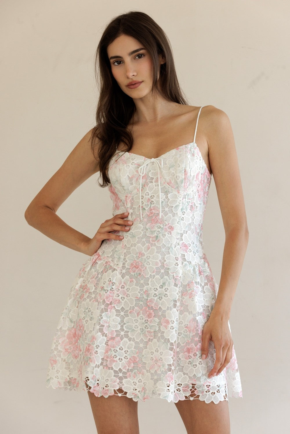 Cherry Blossom White Lace Mini Dress