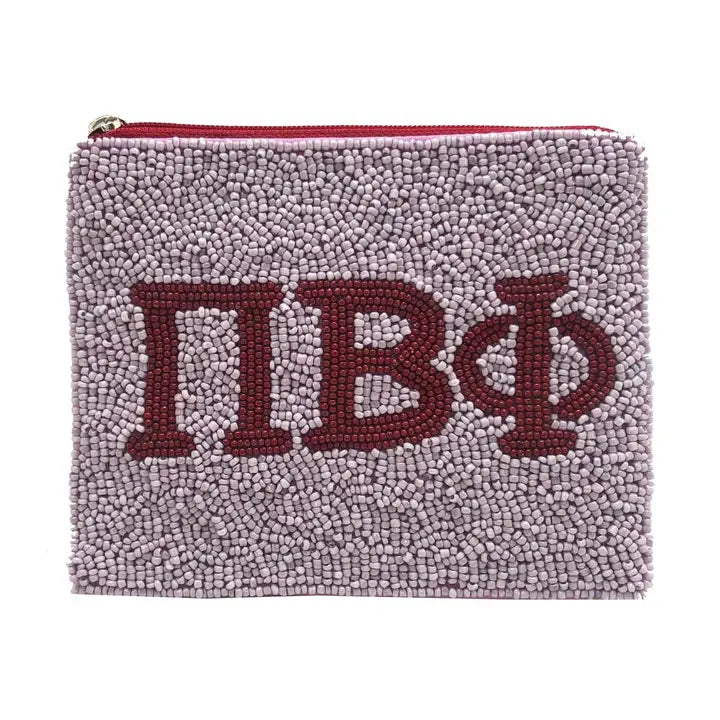 Pi Beta Phi Beaded Coin Purse Pouch