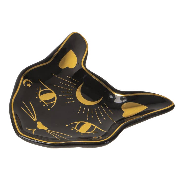 Black Cat Celestial Ceramic Trinket Dish