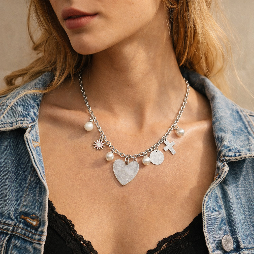 Love and Faith Pearl Charm Necklace