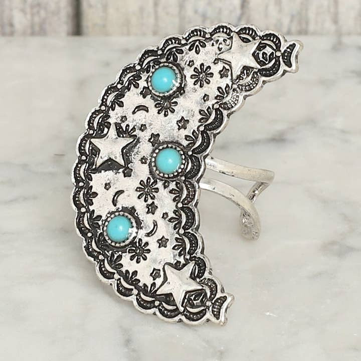 Cowgirl Crescent Moon Cuff Ring