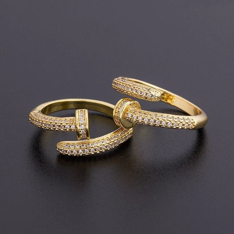 CZ Sparkle Gold Nail Wrap Ring