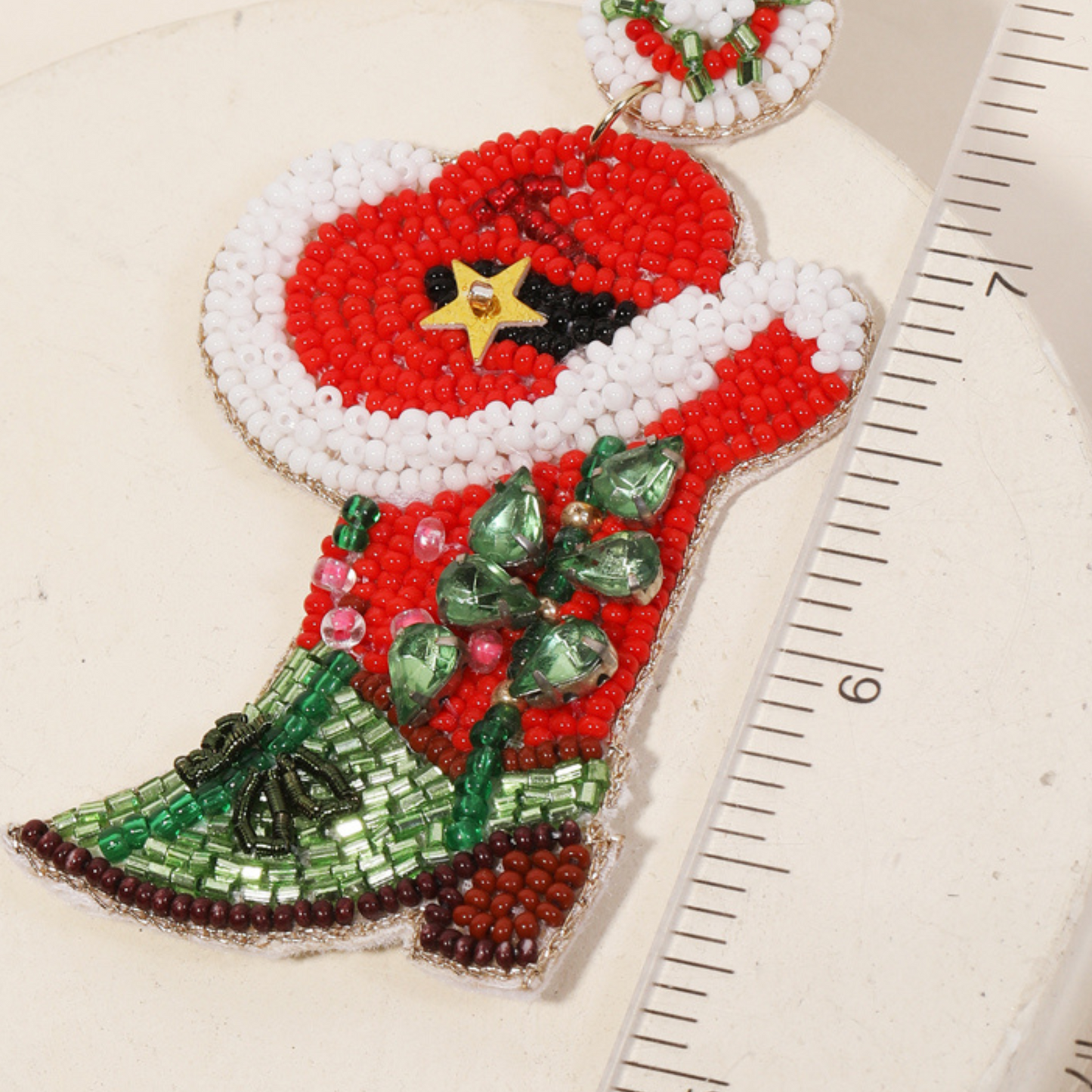 Christmas Cowboy Boots Cowgirl Western Style Beaded Earrings