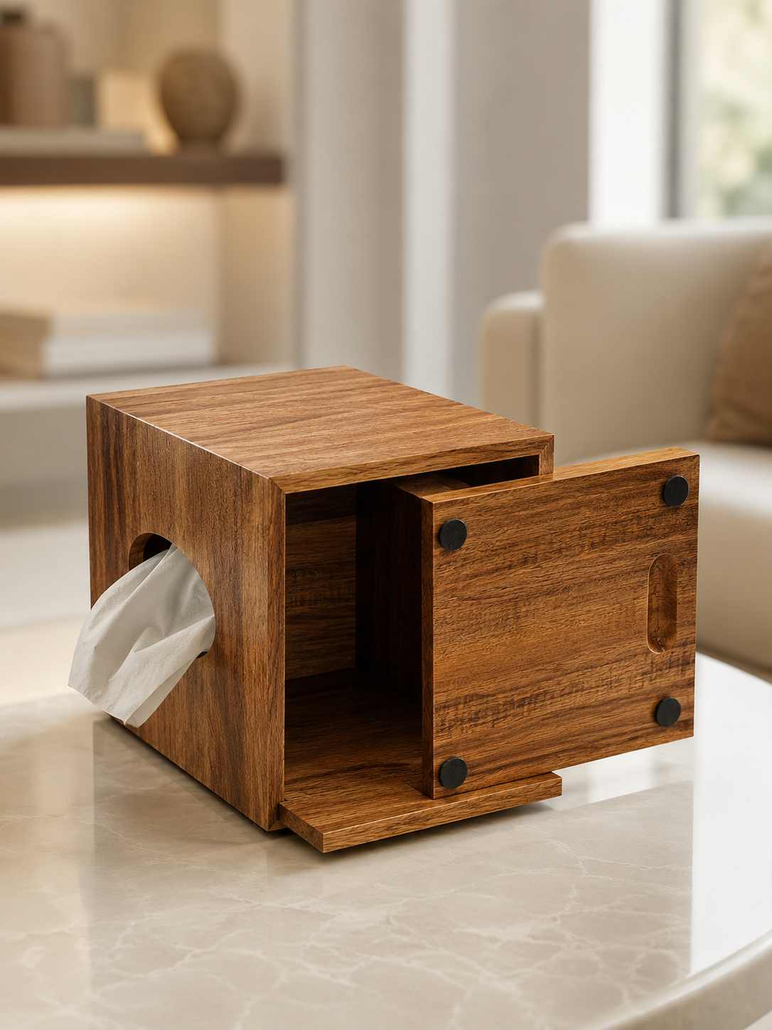 Caja de almacenamiento de pañuelos de madera Acadia