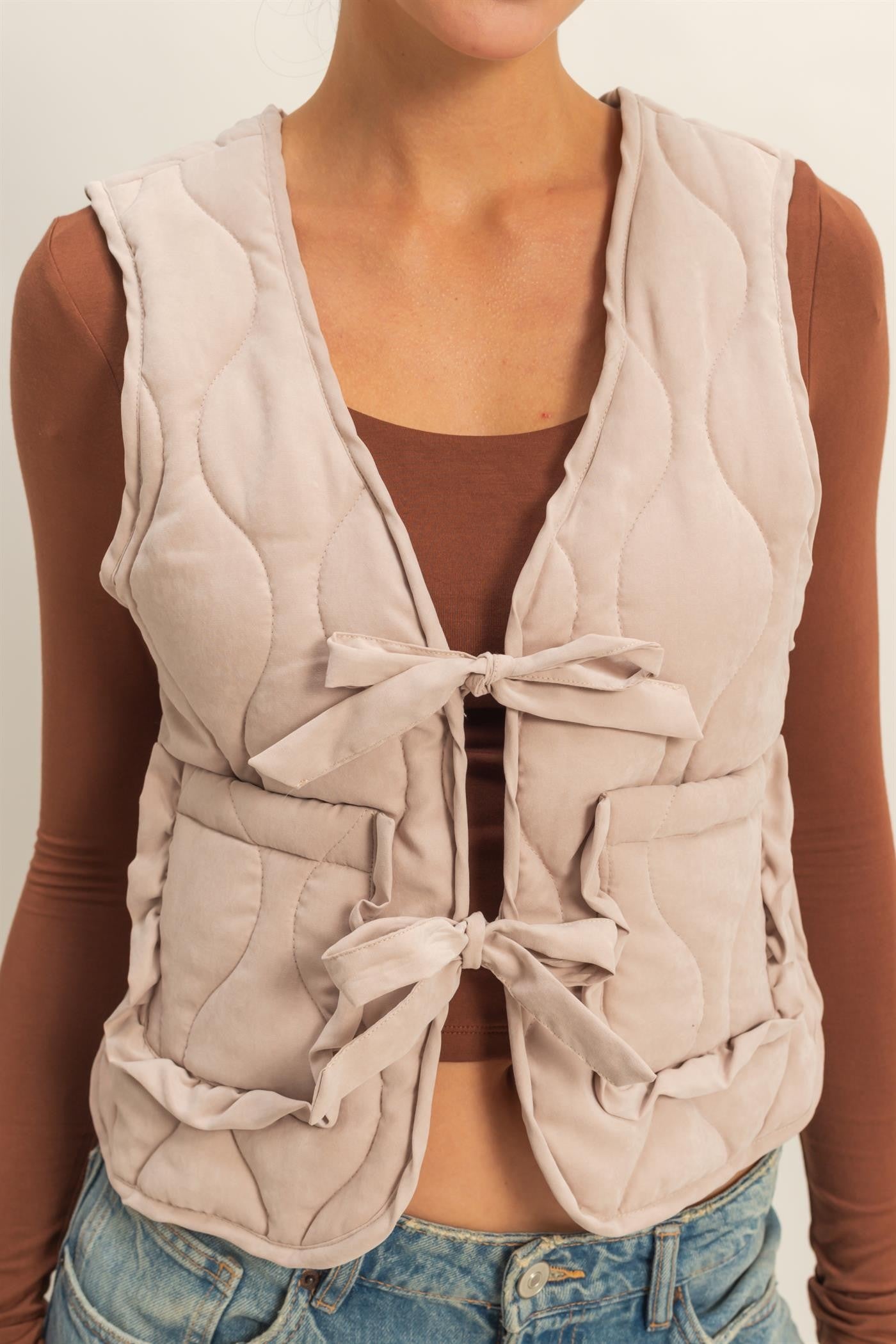 Go With The Bow Quilted Vest