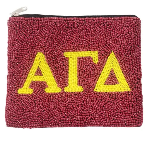 Alpha Gamma Delta Beaded Coin Purse Pouch