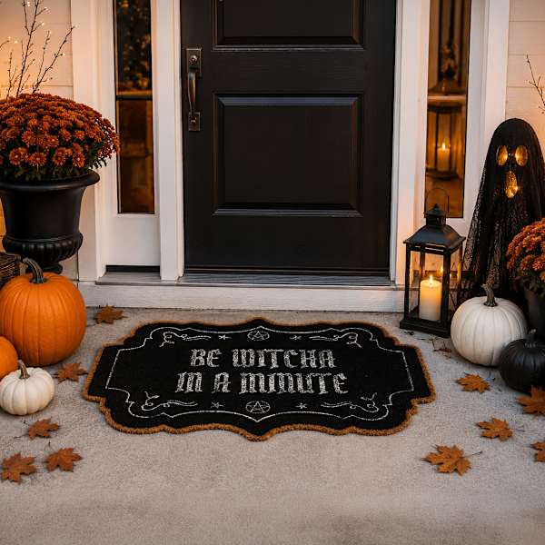 Be Witcha In A Minute Witch Theme Door Mat