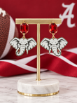 Pendientes de abalorios con el elefante mascota de fútbol americano de la Universidad de Alabama