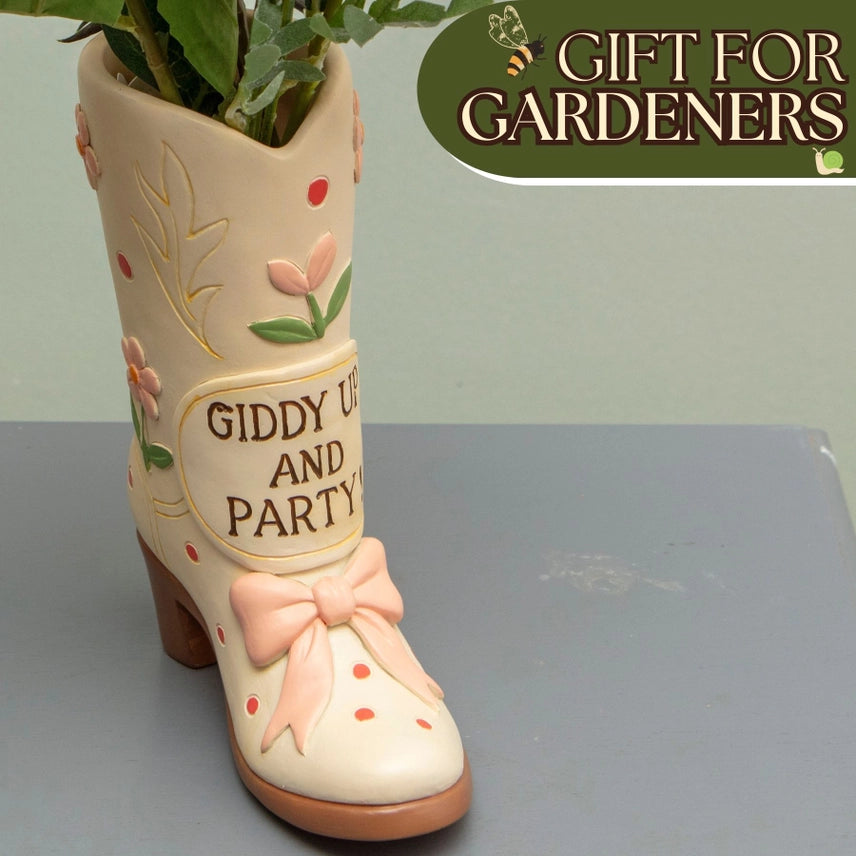 Giddy Up & Party Kickin' Up Blooms Cowgirl Boot Vase