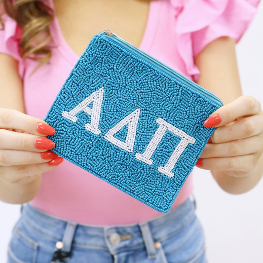 Alpha Delta Pi Beaded Coin Purse Pouch