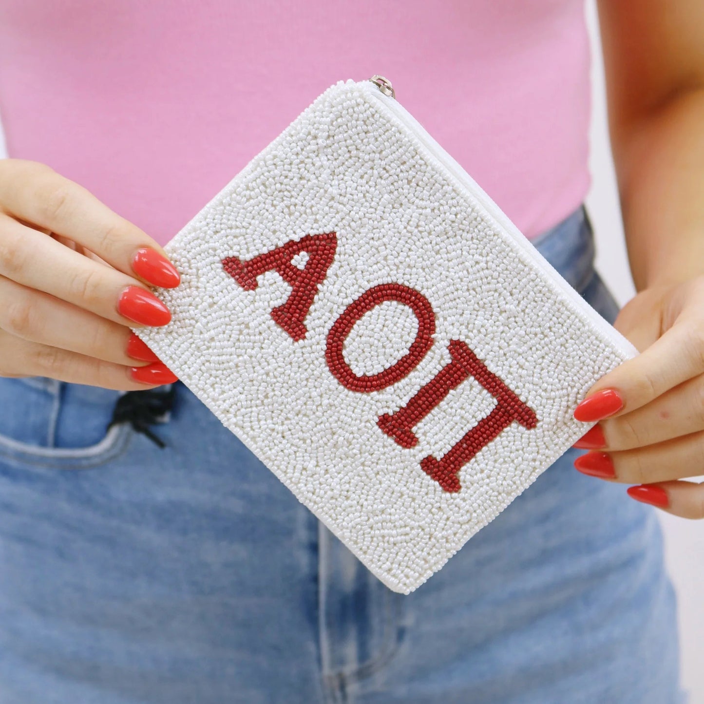 Alpha Omicro Pi Beaded Coin Purse Pouch