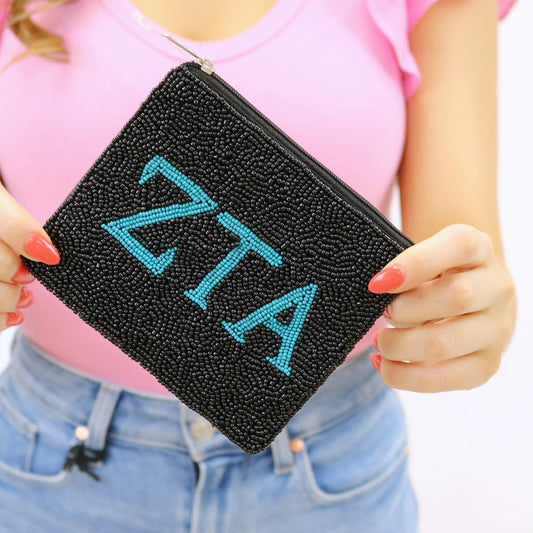 Zeta Tau Alpha Beaded Coin Purse Pouch