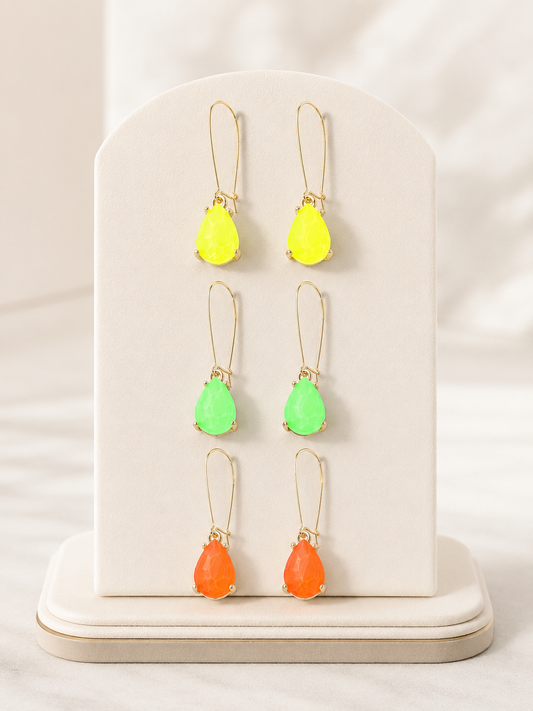 Colorful Crystal Teardrop Dangle Earrings