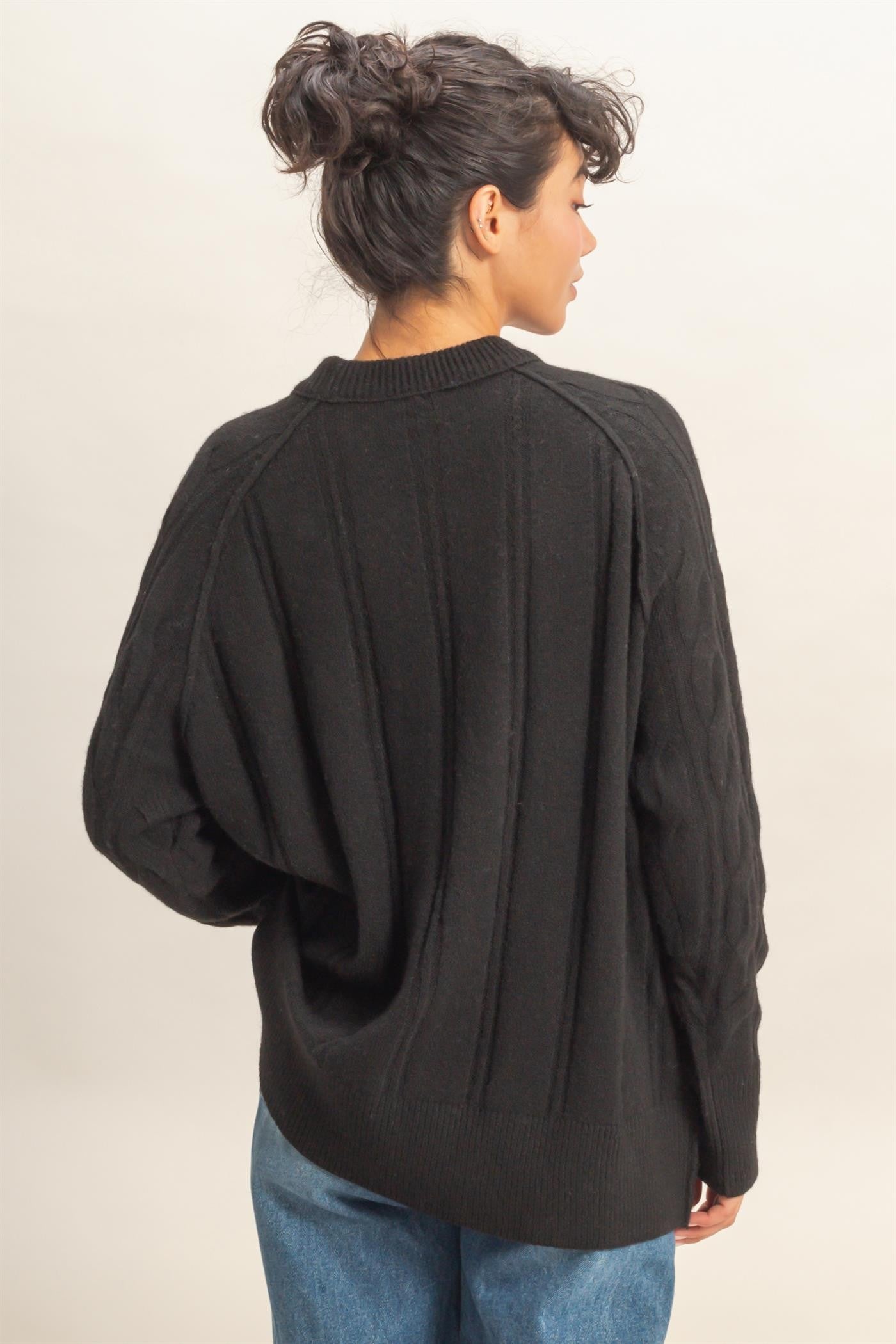 Closet Classic Cable Knit Sweater in Black