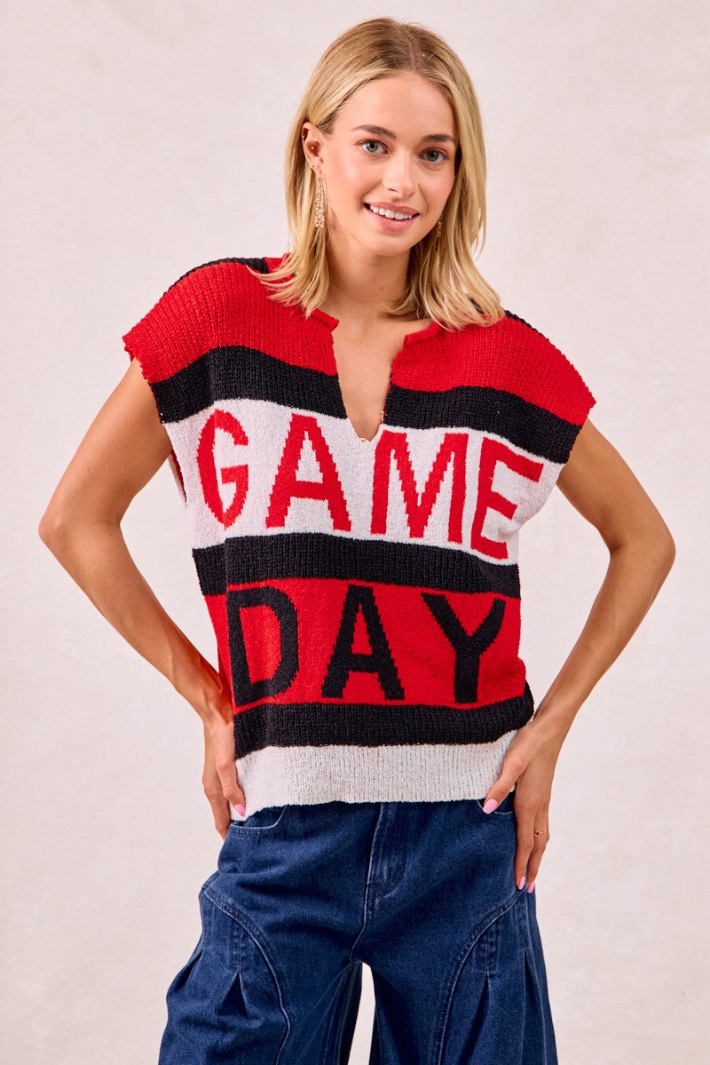 Georgia Bulldogs "GAME DAY" Sleeveless Knit Sweater Top