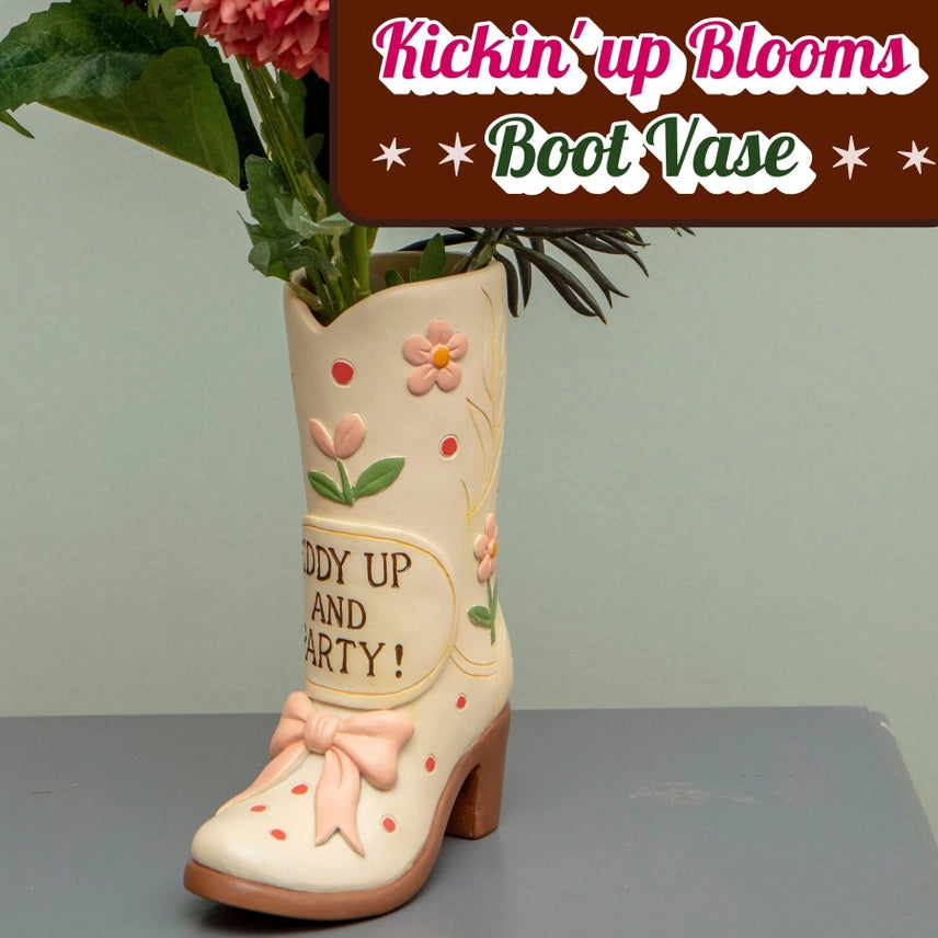 Giddy Up & Party Kickin' Up Blooms Cowgirl Boot Vase