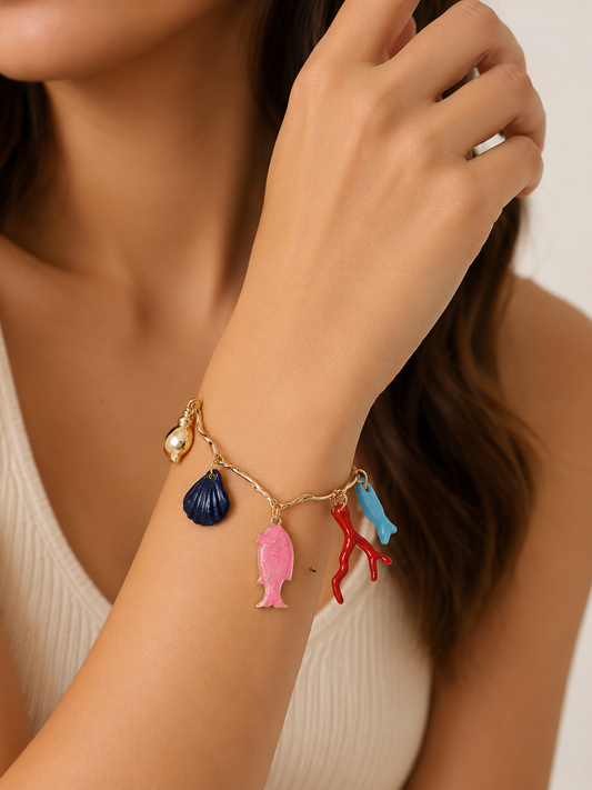 Sea and Surf Gold Charm Bracelet