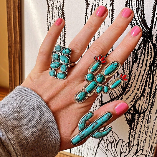 Sierra Natural Stone Cactus Ring