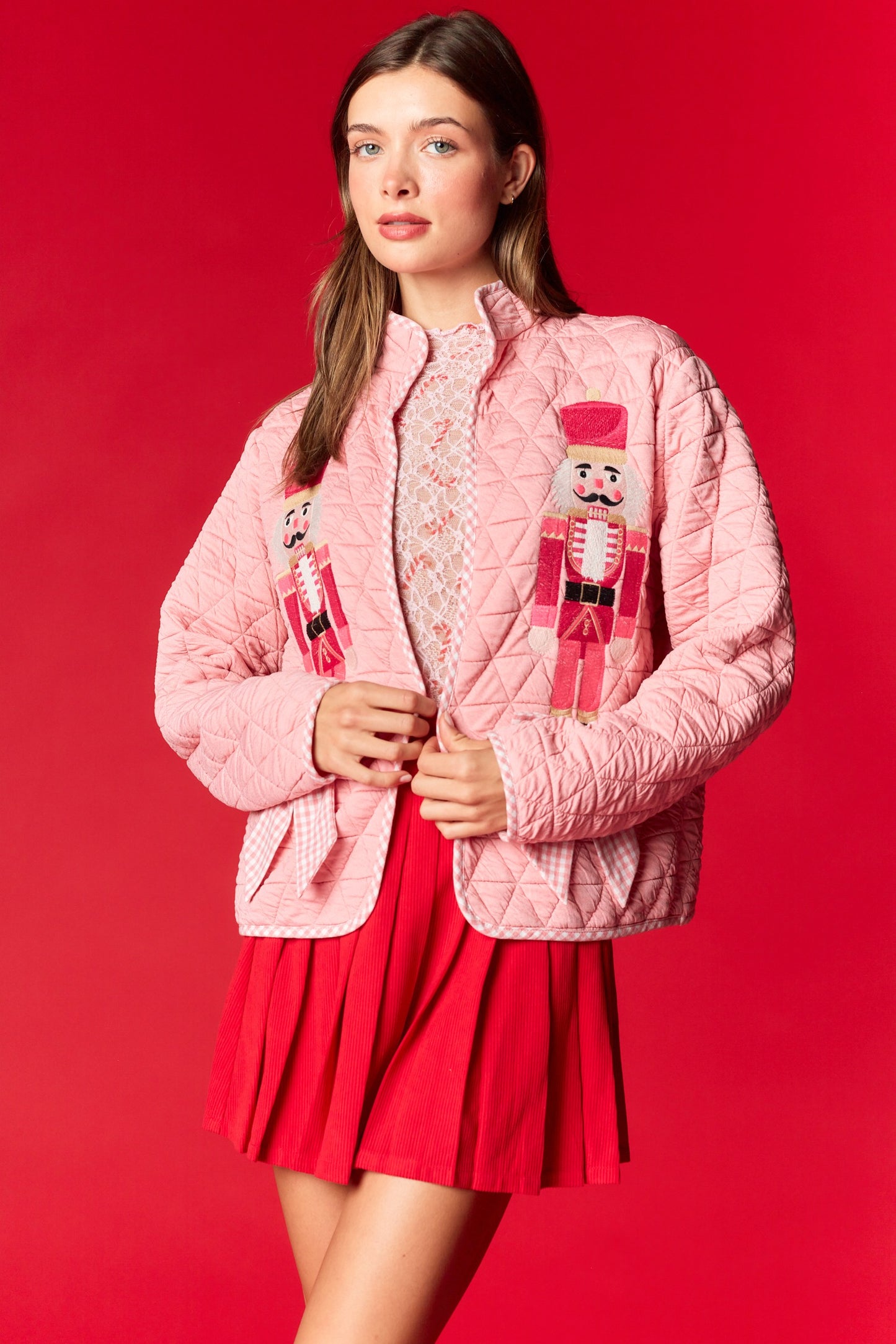 Christmas Nutcracker Ballet Pink Quilted Jacket