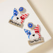 Patriotic Pawtriotic Bulldog American Flag Beaded Earrings